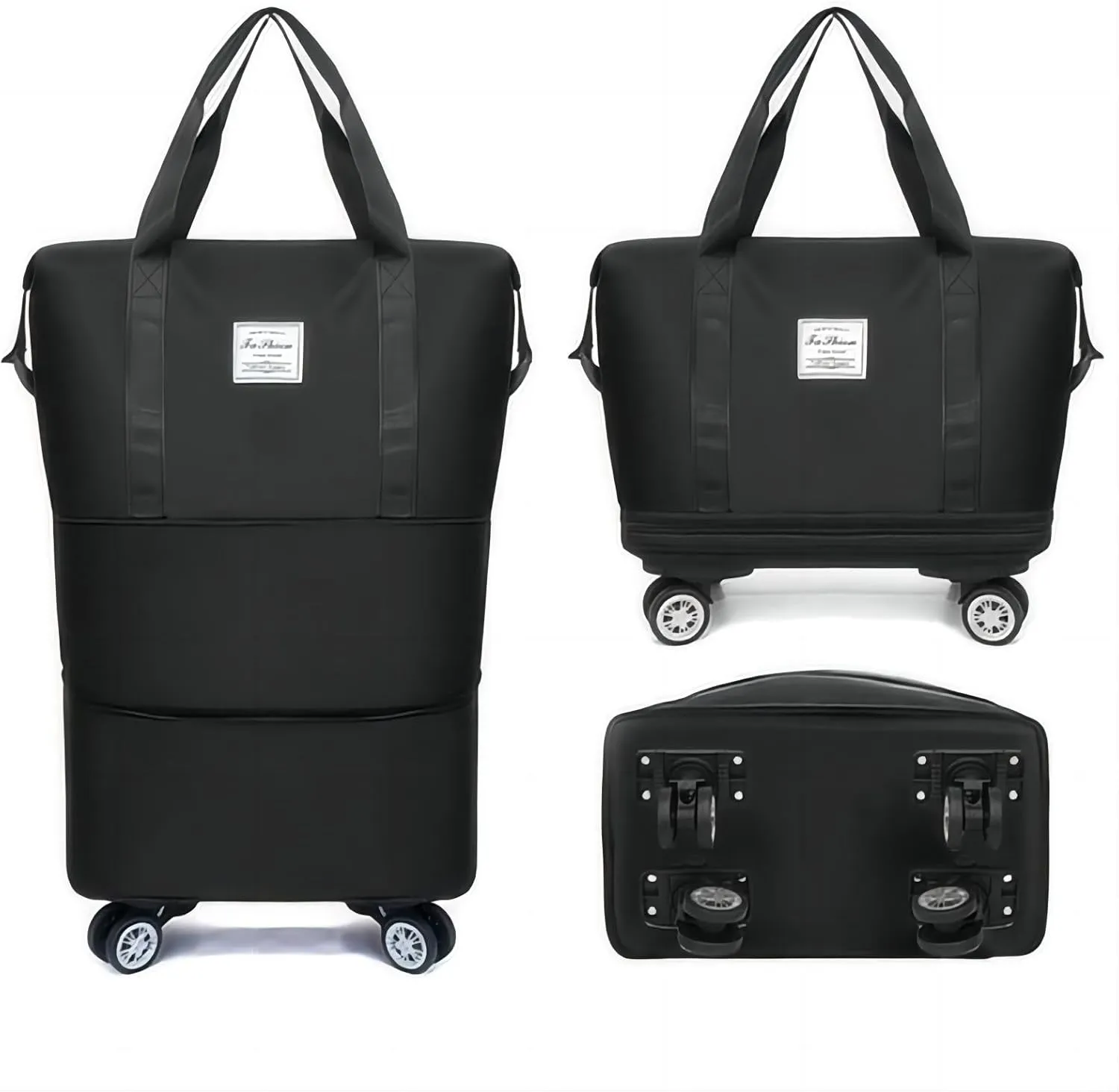 LNV 2025 New Travel Duffel Bag,Sports Tote Gym Bag,suitcases Weekender Overnight Bag,Suitcases With Wheels, Expandable 28-58L luggage,Black suitcase (black)