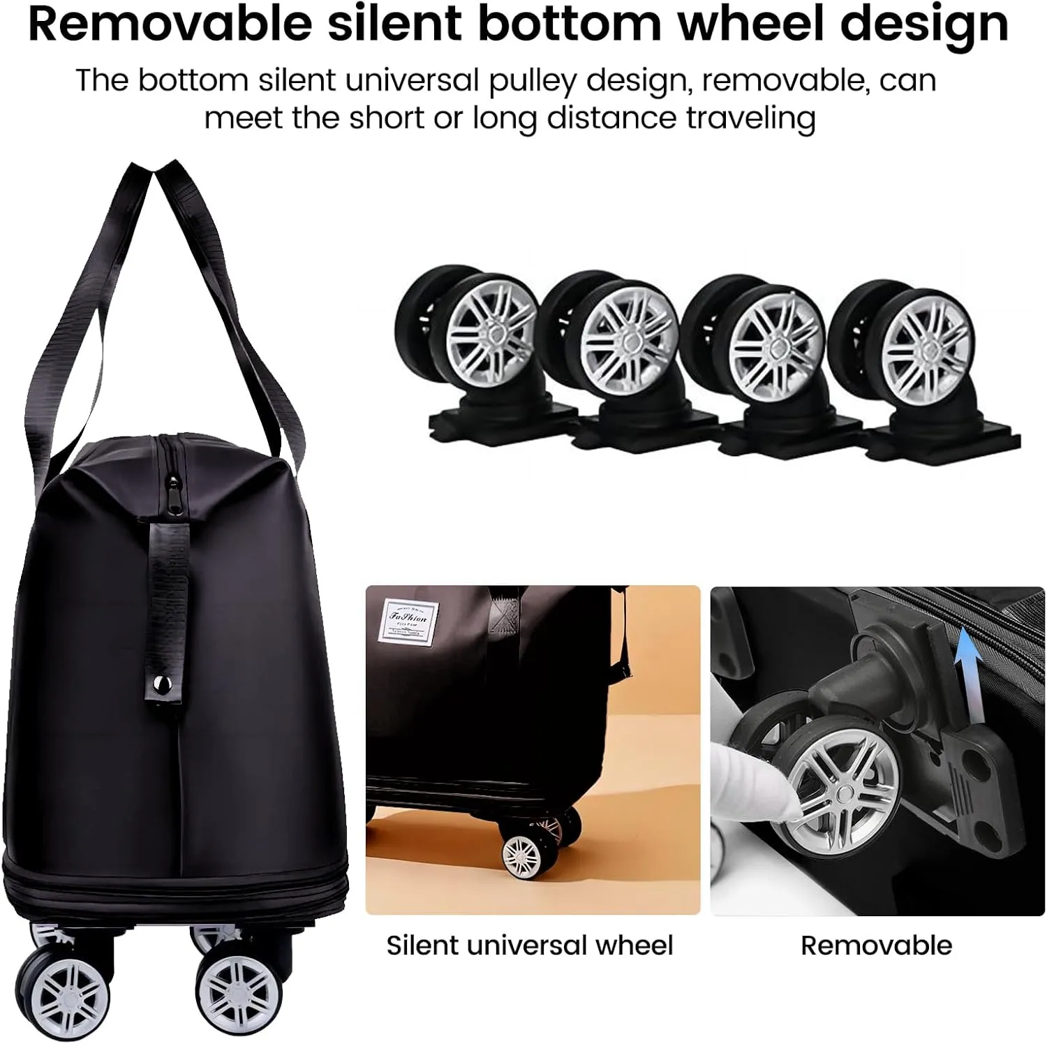 LNV 2025 New Travel Duffel Bag,Sports Tote Gym Bag,suitcases Weekender Overnight Bag,Suitcases With Wheels, Expandable 28-58L luggage,Black suitcase (black)