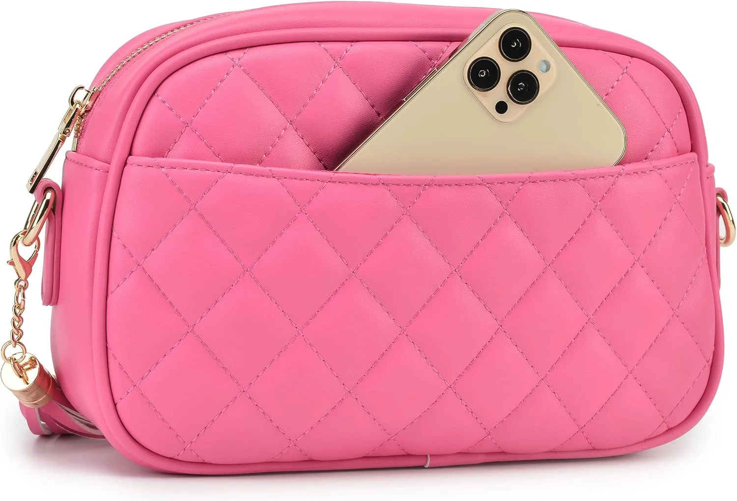 lola mae Quilted Crossbody Bag, Medium Lightweight Shoulder Purse Top Zipper Tassel Accent