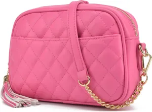lola mae Quilted Crossbody Bag, Medium Lightweight Shoulder Purse Top Zipper Tassel Accent