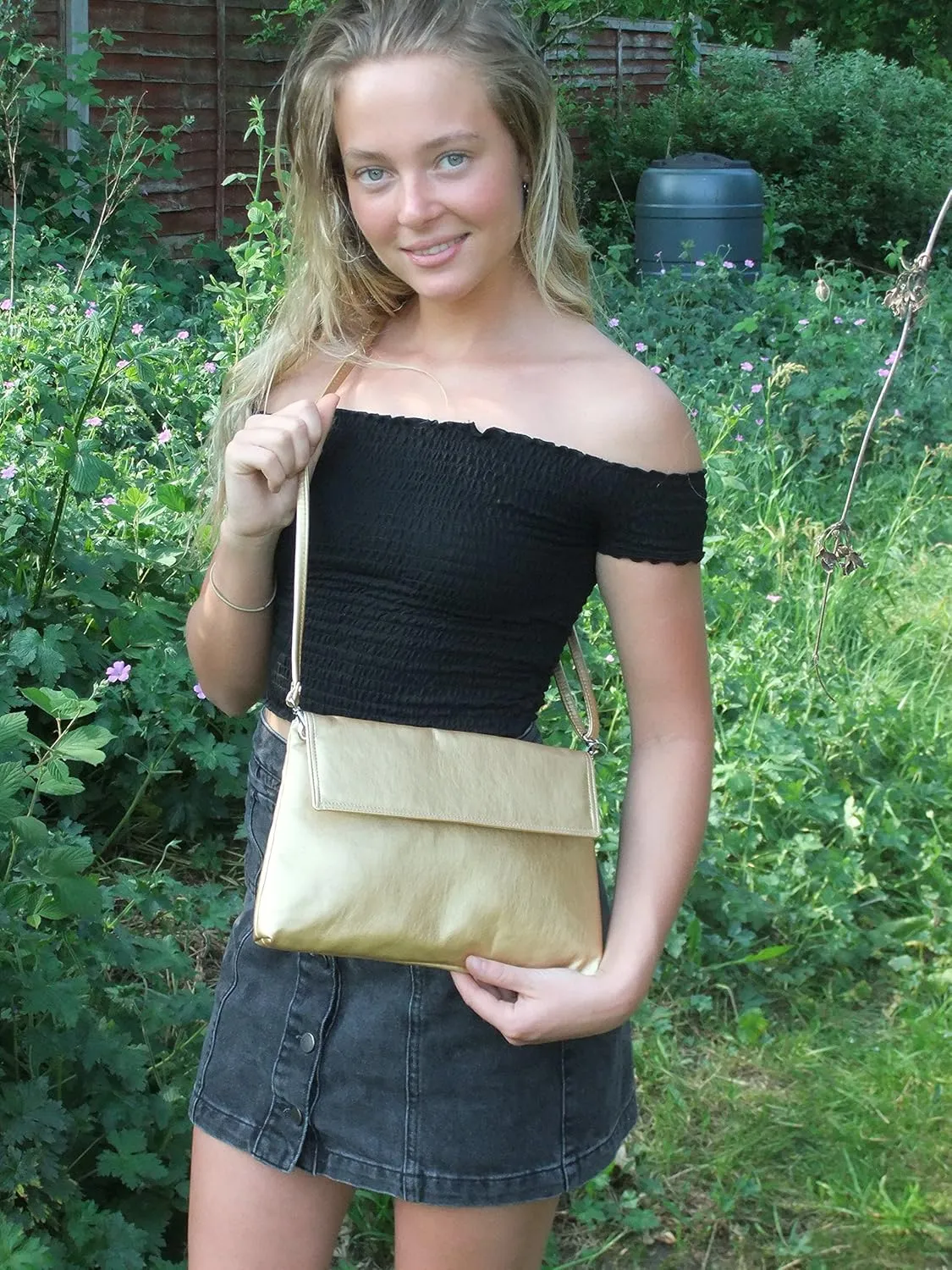 LONI Womens Charming Clutch Purse Shoulder Cross-body Bag Faux Suede