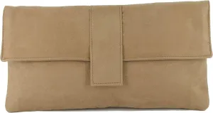 LONI Womens Fab Large Faux Suede Clutch Bag/Shoulder Bag