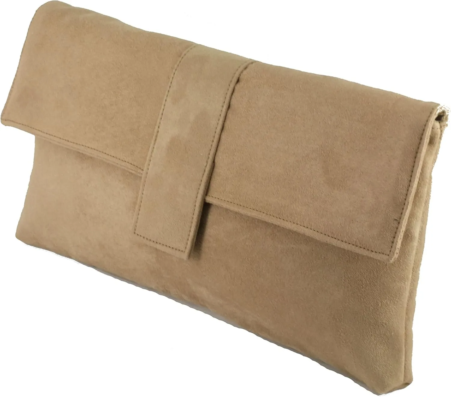 LONI Womens Fab Large Faux Suede Clutch Bag/Shoulder Bag