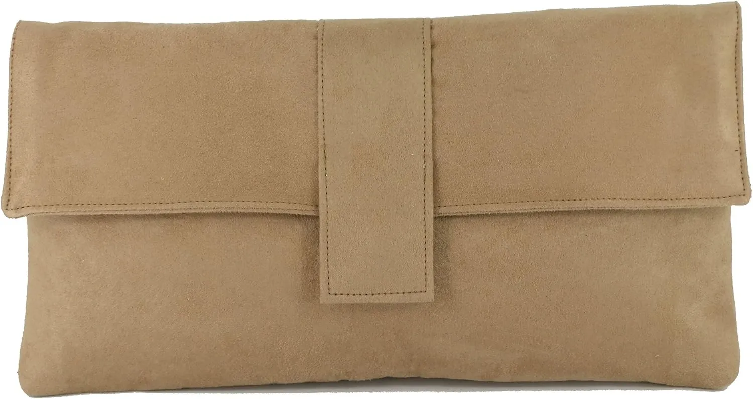LONI Womens Fab Large Faux Suede Clutch Bag/Shoulder Bag