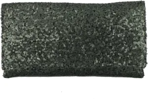 LONI Womens Sparkly Sequin Party Evening Clutch Shoulder Bag