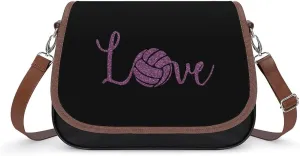 Love Volleyball Crossbody Bag Anti-Theft Side Shoulder Bags Adjustable Leather Messenger Bag Unisex