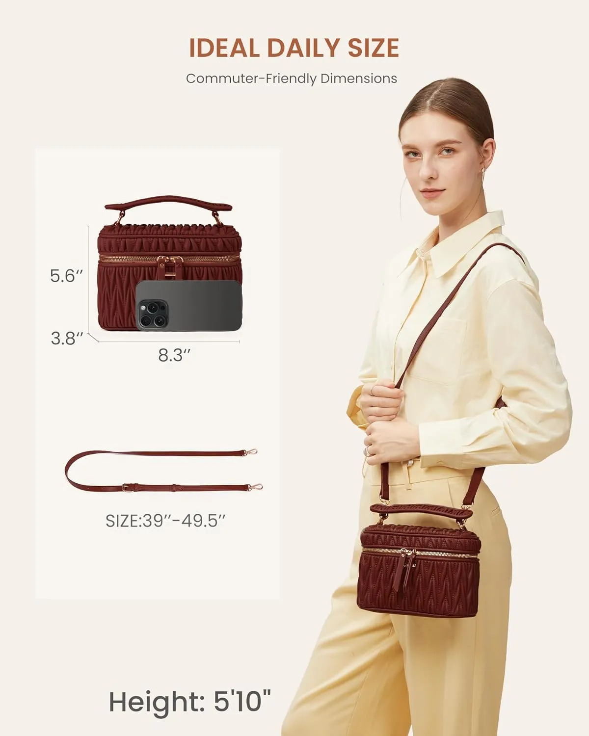 LOVEVOOK Crossbody Bags for Women, Quilted Crossbody Purses for Women, Small Shoulder Handbags for Daily, Work, Travel, Gifts