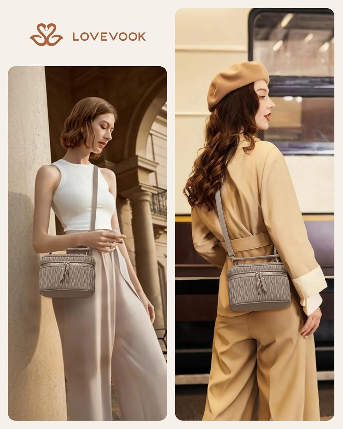 LOVEVOOK Crossbody Bags for Women, Quilted Crossbody Purses for Women, Small Shoulder Handbags for Daily, Work, Travel, Gifts