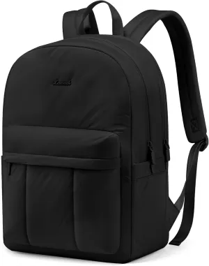 LOVEVOOK Laptop Backpack for Women, Lightweight Puffy Travel Backpack, Teacher Nurse Work Bag Quilted Computer Backpack Purse, Cute Bookbag Waterproof Casual Daypack Laptop Bag, 15.6 Inch, Black