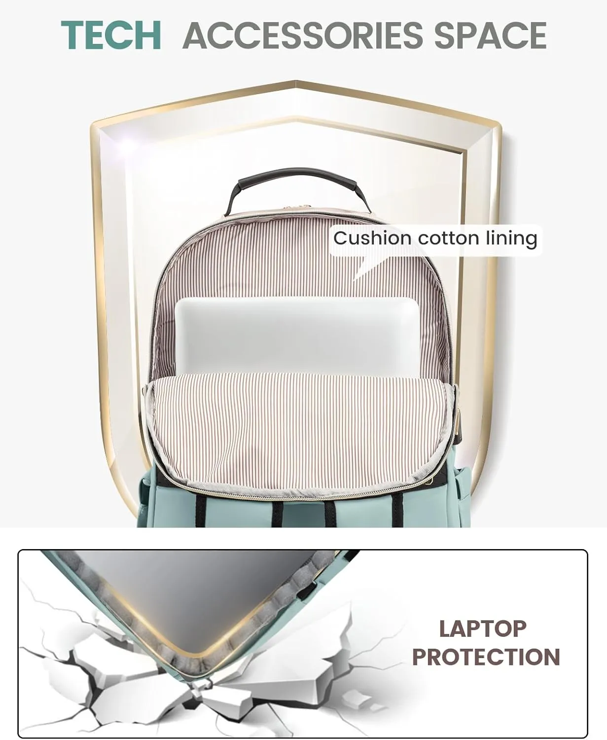 LOVEVOOK Laptop Backpack for Women, Travel Computer Work Bags with 17-inch Laptop Compartment, College School Student Bag Teen Backpacks For Girls, Outdoor Carry On Backpack Purse, Mint Green