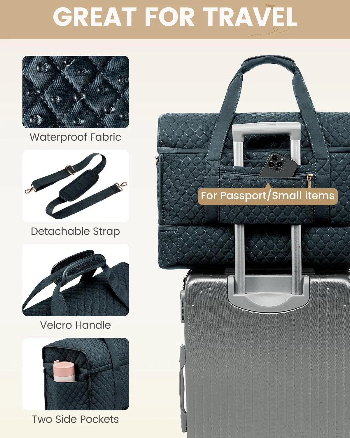 LOVEVOOK Large Travel Duffle Bag, Weekender Bags for Women With Shoe Compartment, Overnight Hospital Bag For Women Labor Delivery, Carry on Bag Personal Item Travel Bag, Yoga Gym Duffel Bag