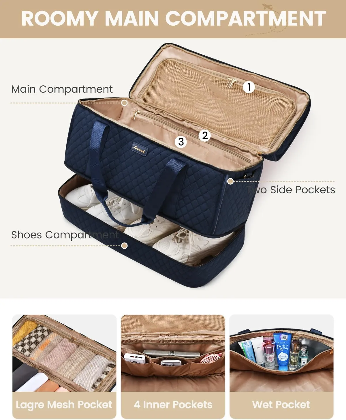 LOVEVOOK Large Travel Duffle Bag, Weekender Bags for Women With Shoe Compartment, Overnight Hospital Bag For Women Labor Delivery, Carry on Bag Personal Item Travel Bag, Yoga Gym Duffel Bag