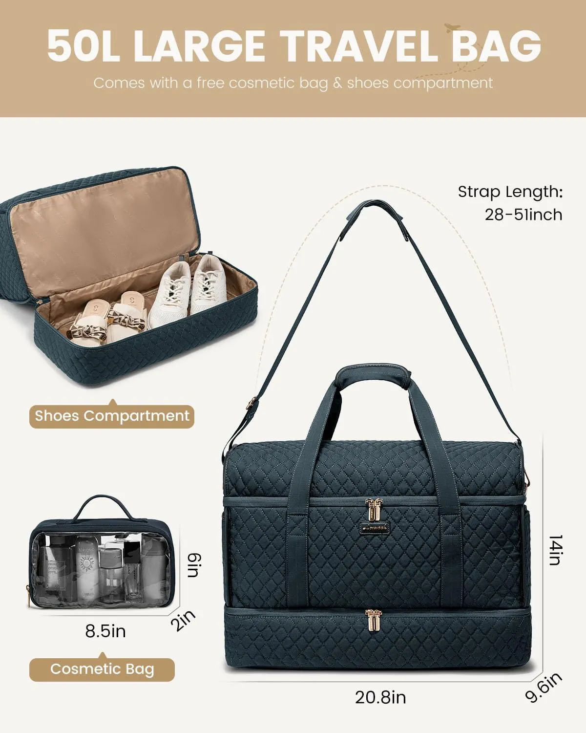 LOVEVOOK Large Travel Duffle Bag, Weekender Bags for Women With Shoe Compartment, Overnight Hospital Bag For Women Labor Delivery, Carry on Bag Personal Item Travel Bag, Yoga Gym Duffel Bag