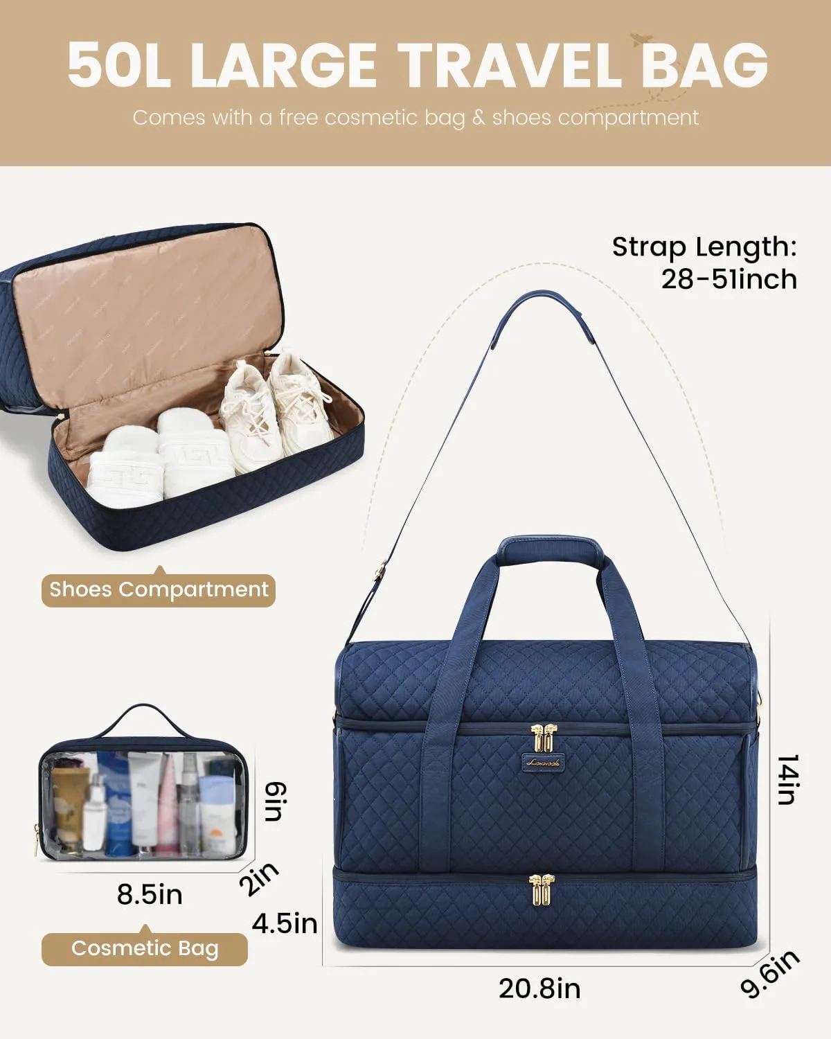 LOVEVOOK Large Travel Duffle Bag, Weekender Bags for Women With Shoe Compartment, Overnight Hospital Bag For Women Labor Delivery, Carry on Bag Personal Item Travel Bag, Yoga Gym Duffel Bag
