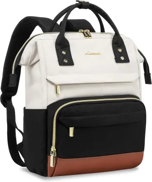 LOVEVOOK Mini Backpack for Women, Cute Small Backpacks Purse, College Bookbag for School, Fashion Bag for Work Travel Gift, 14 inch Lightweight Daypack, Beige-Black-Brown