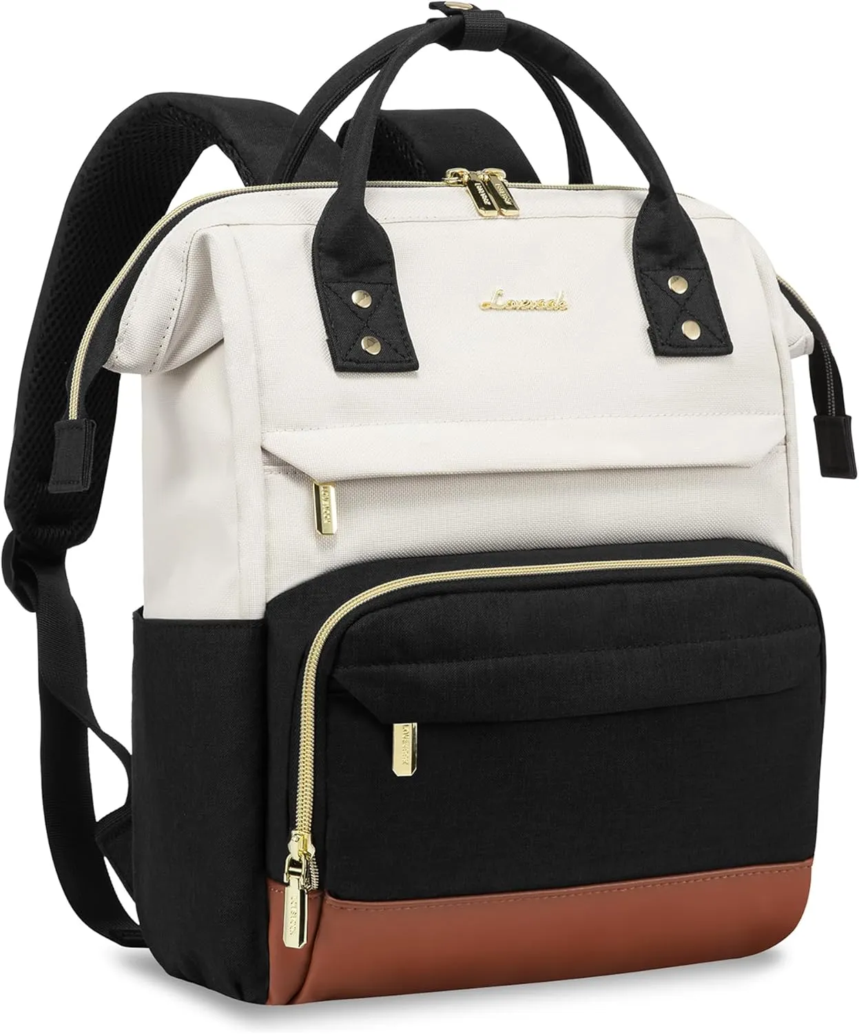 LOVEVOOK Mini Backpack for Women, Cute Small Backpacks Purse, College Bookbag for School, Fashion Bag for Work Travel Gift, 14 inch Lightweight Daypack, Beige-Black-Brown