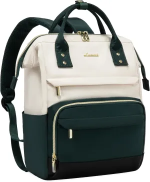 LOVEVOOK Mini Backpack for Women, Cute Small Backpacks Purse, Fashion Bag for Travel Work Gift, College Bookbag for School, Lightweight Daypack, White-Green