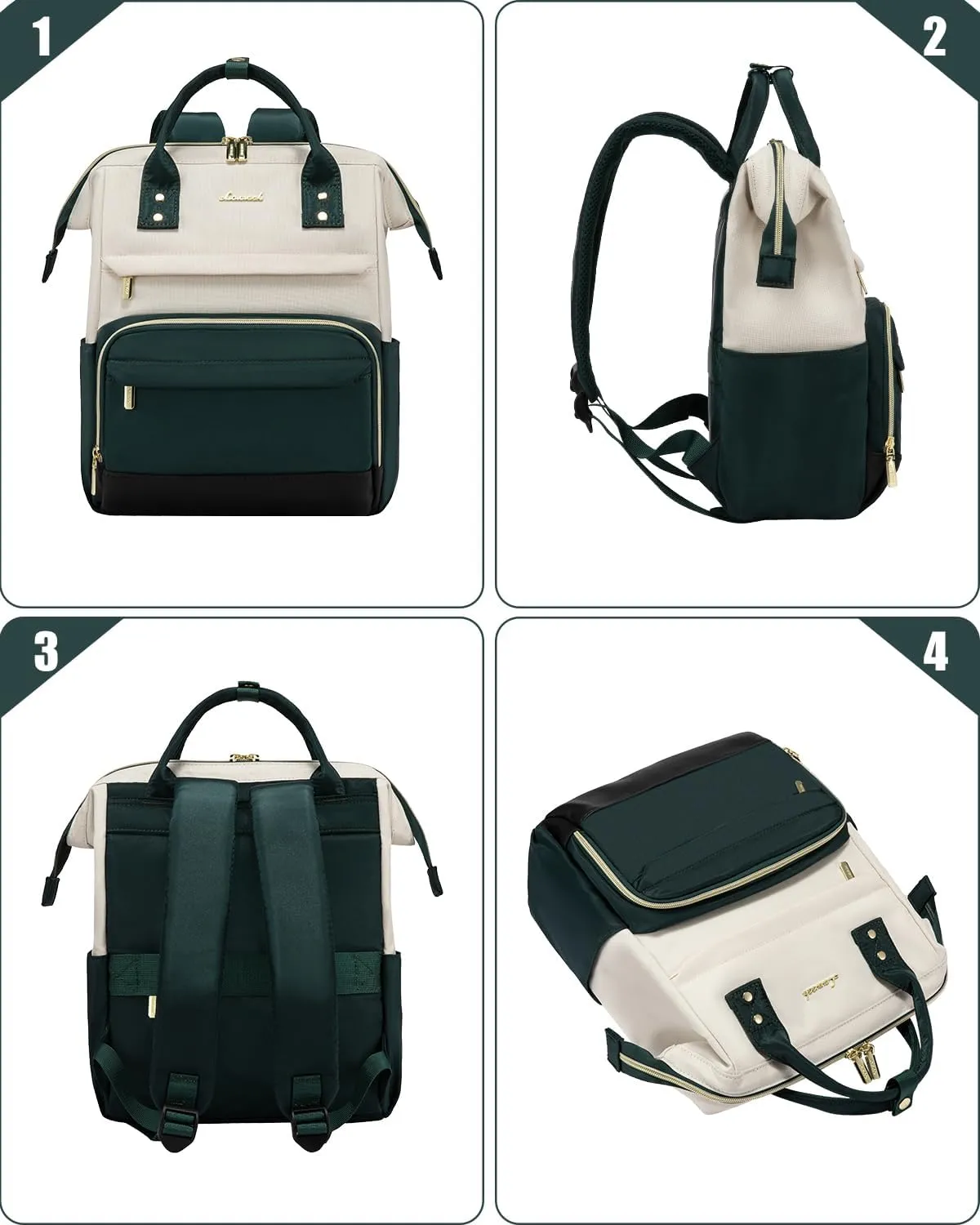 LOVEVOOK Mini Backpack for Women, Cute Small Backpacks Purse, Fashion Bag for Travel Work Gift, College Bookbag for School, Lightweight Daypack, White-Green