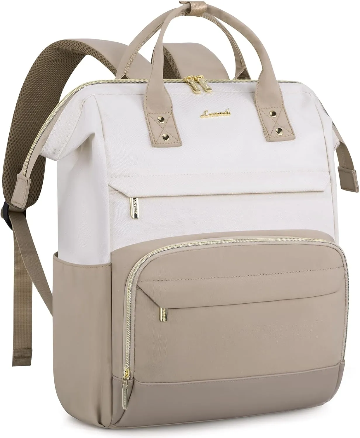 LOVEVOOK Mini Backpack for Women, Cute Small Backpacks Purse, Fashion Bag for Work Travel Gift, 14 inch Lightweight Daypack, Beige-Khaki-Coffee