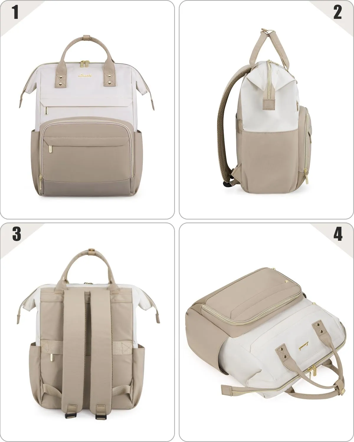 LOVEVOOK Mini Backpack for Women, Cute Small Backpacks Purse, Fashion Bag for Work Travel Gift, 14 inch Lightweight Daypack, Beige-Khaki-Coffee