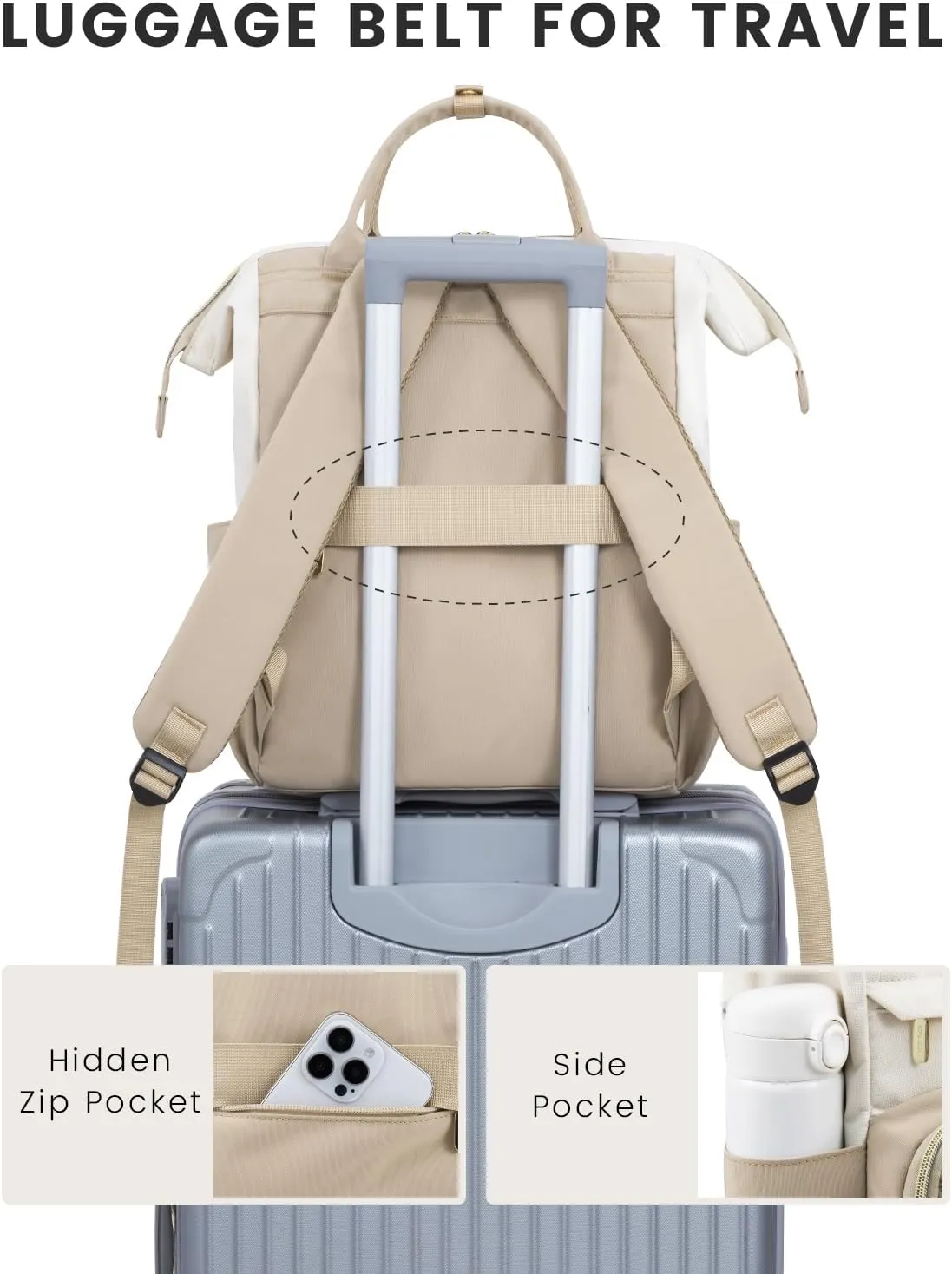 LOVEVOOK Mini Backpack for Women, Cute Small Backpacks Purse, Fashion Bag for Work Travel Gift, 14 inch Lightweight Daypack, Beige-Khaki-Coffee