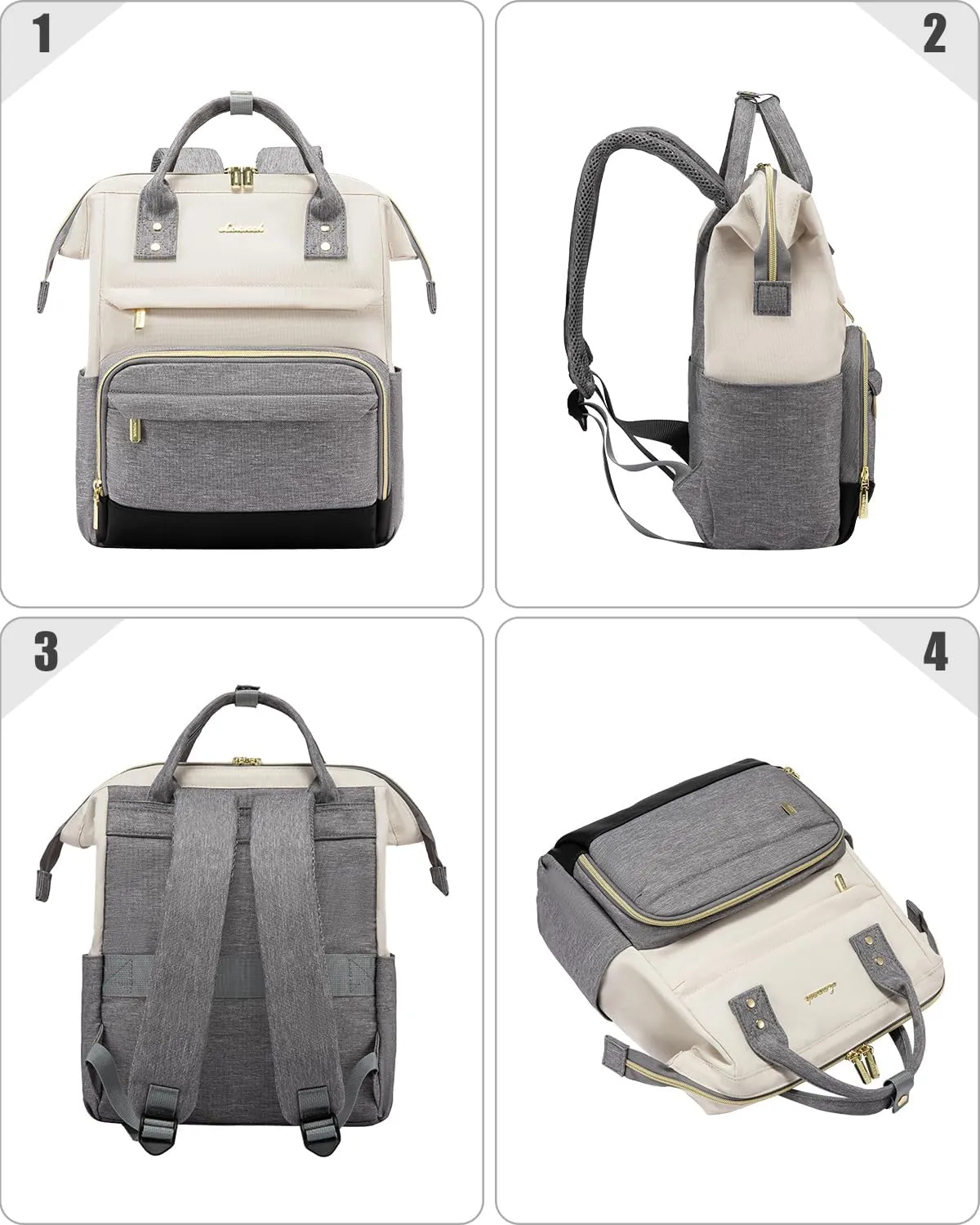 LOVEVOOK Mini Backpack for Women, Cute Small Backpacks Purse, Fashion Bag for Work Travel Gift, Lightweight Daypack, White-Grey