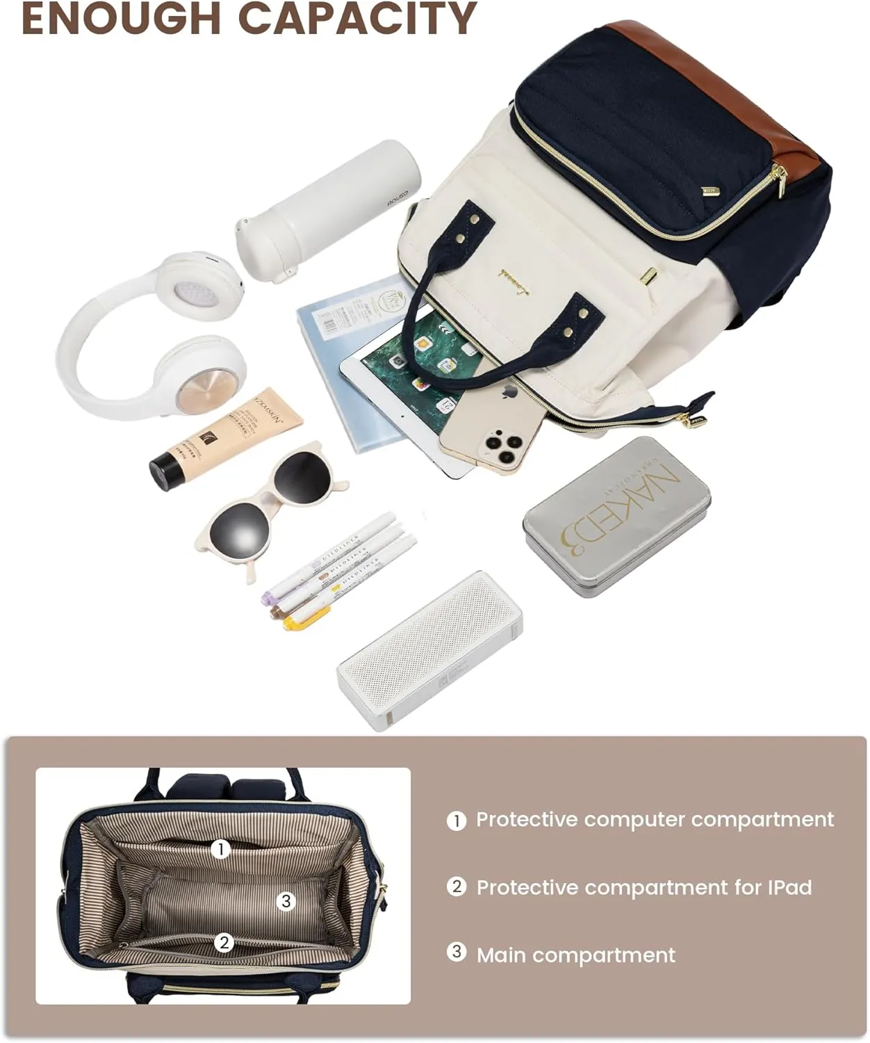 LOVEVOOK Mini Backpack purse for Women, Cute Small Backpacks Purse, College Bookbag for School, Fashion Bag for Work Travel Gift, Lightweight Daypack, Beige-Blue-Brown