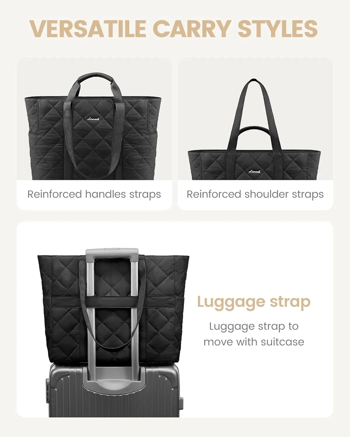 LOVEVOOK Tote Bag for Women,Large Puffer Tote Bag with Zipper,Quilted Puffy Work Bag Purse for Travel Beach Gym Weekend