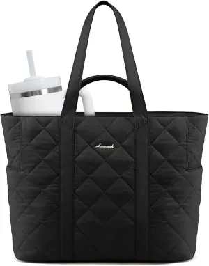 LOVEVOOK Tote Bag for Women,Large Puffer Tote Bag with Zipper,Quilted Puffy Work Bag Purse for Travel Beach Gym Weekend