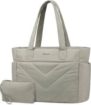 LOVEVOOK Tote Travel Bag for Women, Puffer Work Handbag with Zipper for Teacher Nurse, Quilted Laptop Shoulder Gym Bag Cute