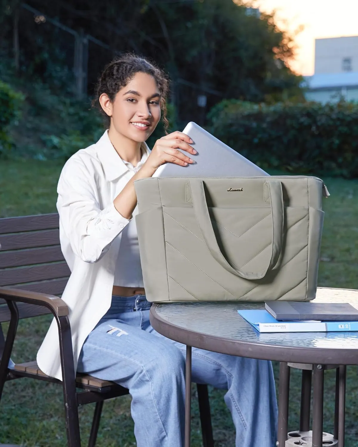 LOVEVOOK Tote Travel Bag for Women, Puffer Work Handbag with Zipper for Teacher Nurse, Quilted Laptop Shoulder Gym Bag Cute