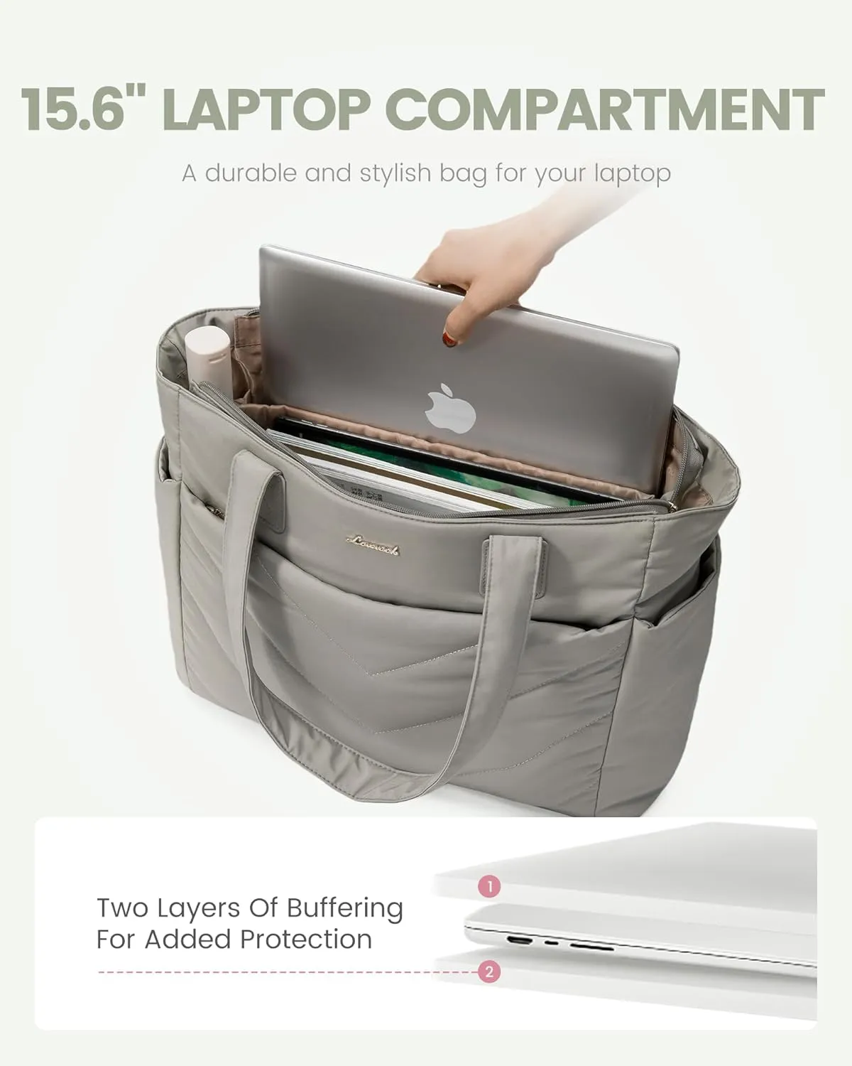 LOVEVOOK Tote Travel Bag for Women, Puffer Work Handbag with Zipper for Teacher Nurse, Quilted Laptop Shoulder Gym Bag Cute
