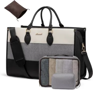 LOVEVOOK Weekender Bags for Women 18-21" Large Capacity Dual Material All-In-One Travel Duffle Carry On Bag with Laptop Compartment, Wet/Dry Separation for Overnight/Gym 1 Shoe Organizer, 2 Pockets