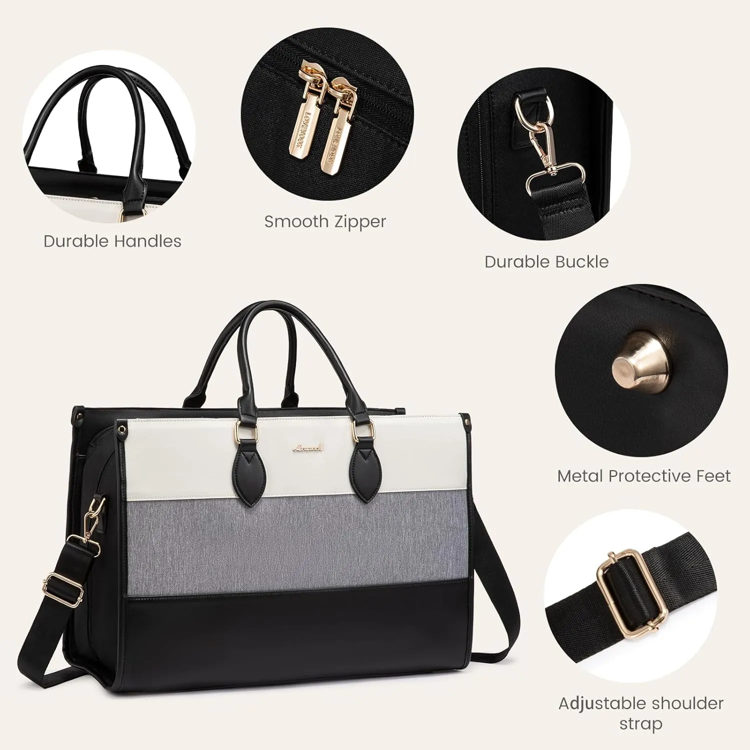 LOVEVOOK Weekender Bags for Women 18-21" Large Capacity Dual Material All-In-One Travel Duffle Carry On Bag with Laptop Compartment, Wet/Dry Separation for Overnight/Gym 1 Shoe Organizer, 2 Pockets