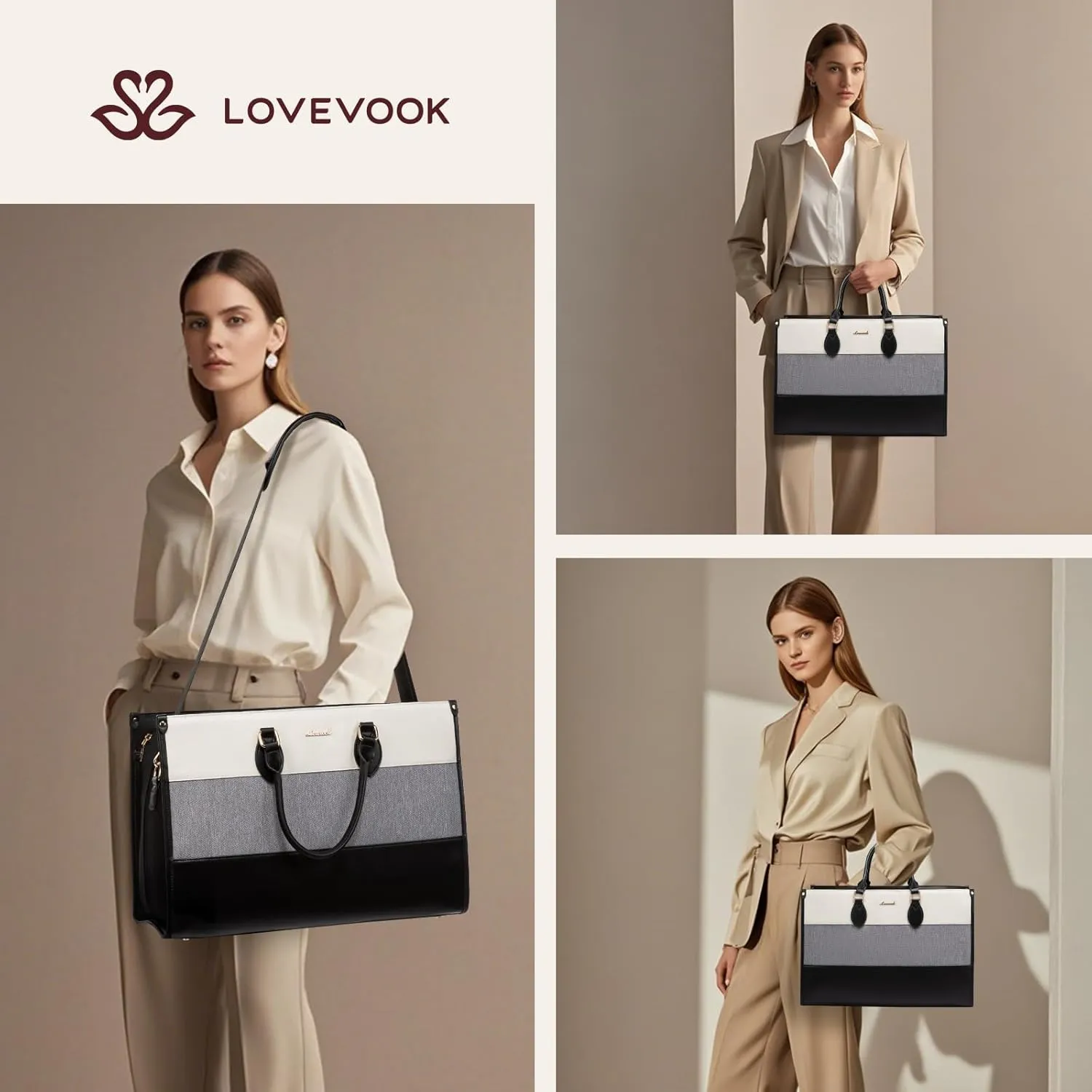 LOVEVOOK Weekender Bags for Women 18-21" Large Capacity Dual Material All-In-One Travel Duffle Carry On Bag with Laptop Compartment, Wet/Dry Separation for Overnight/Gym 1 Shoe Organizer, 2 Pockets
