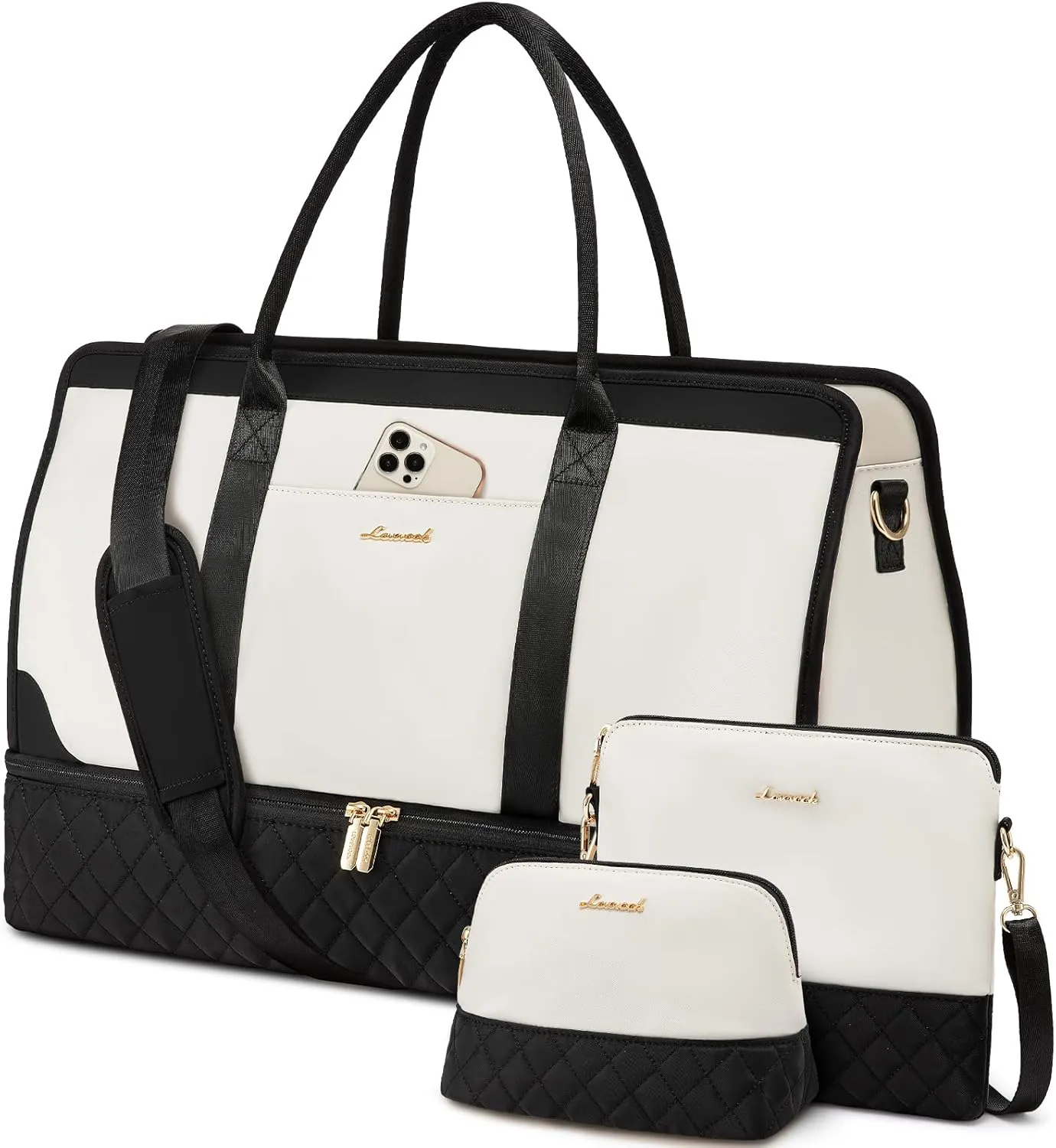 LOVEVOOK Weekender Bags for Women Travel Duffle Bag with Shoe Compartment, Carry on Overnight Bag Set