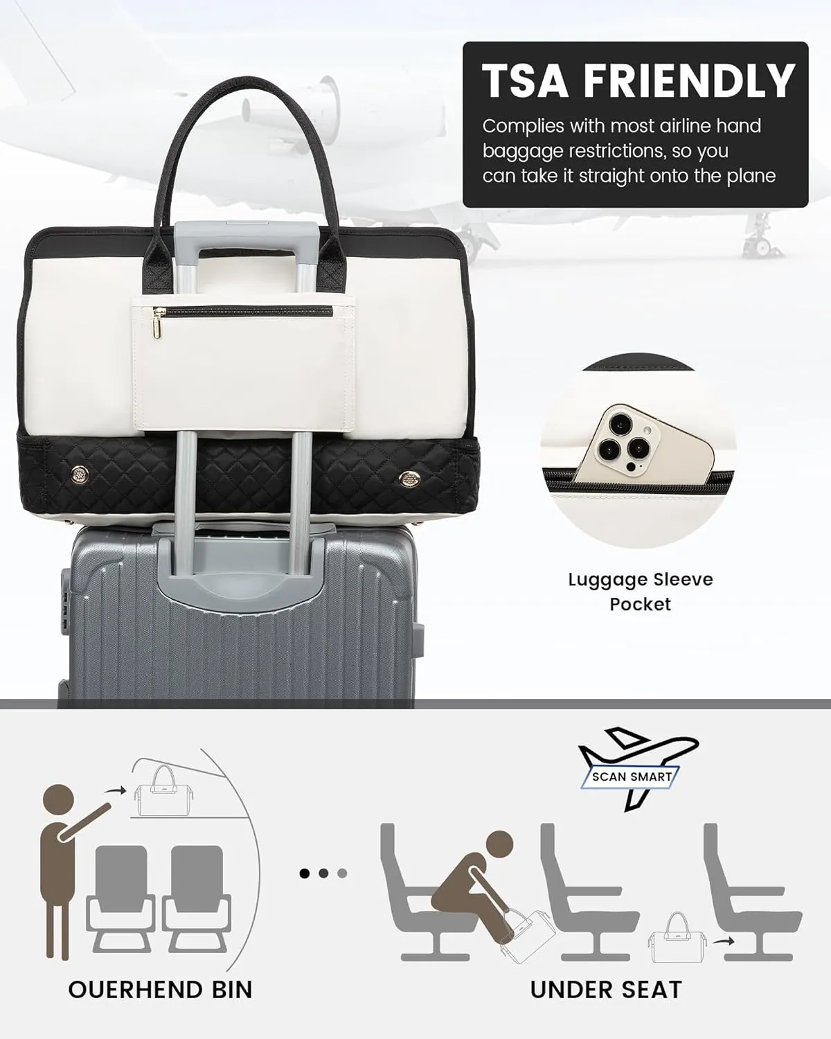 LOVEVOOK Weekender Bags for Women Travel Duffle Bag with Shoe Compartment, Carry on Overnight Bag Set