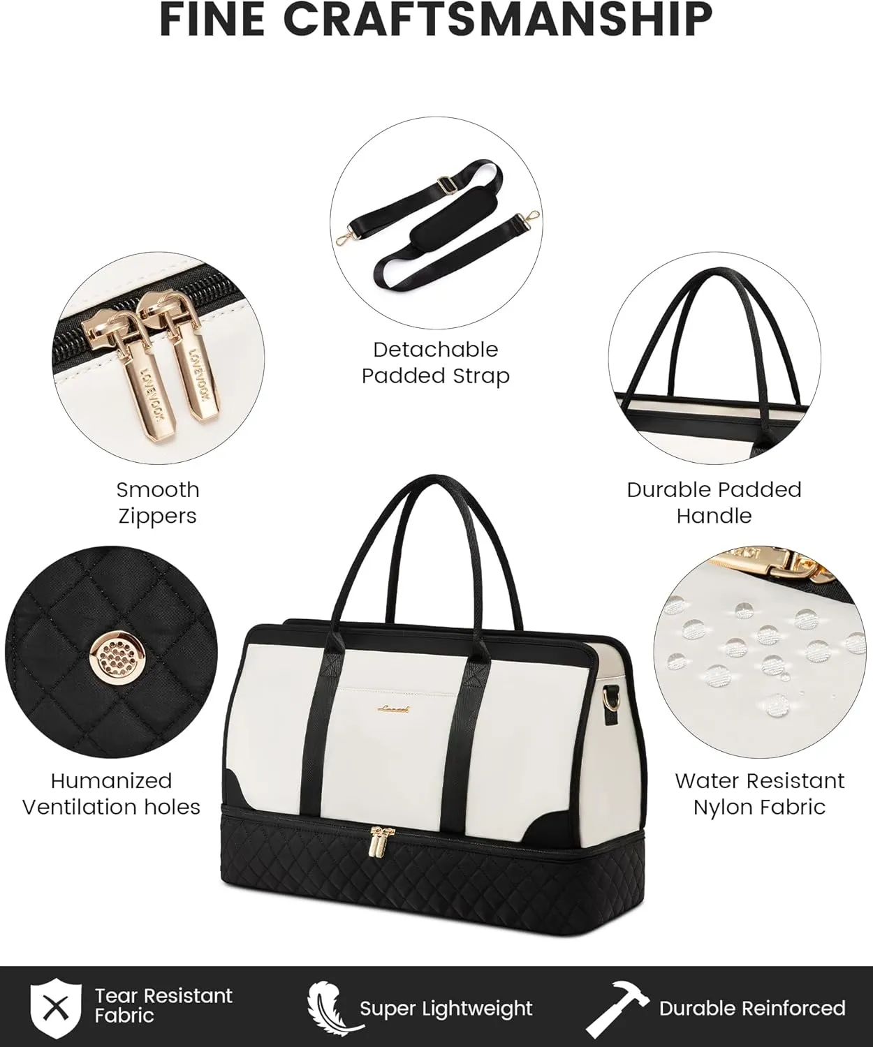 LOVEVOOK Weekender Bags for Women Travel Duffle Bag with Shoe Compartment, Carry on Overnight Bag Set