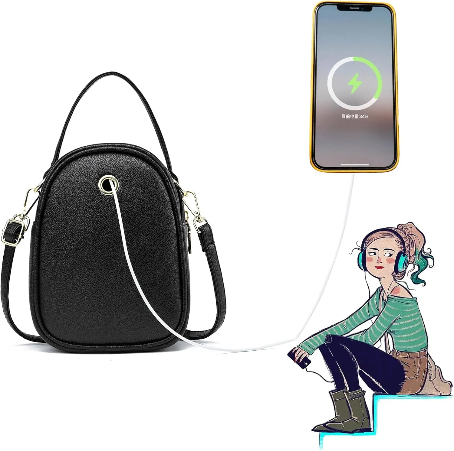 LoZoDo Small Crossbody Bags for Women Trendy Leather Purses and Handbags Designer Cell Phone Bag Wallet Purse with Wide Strap