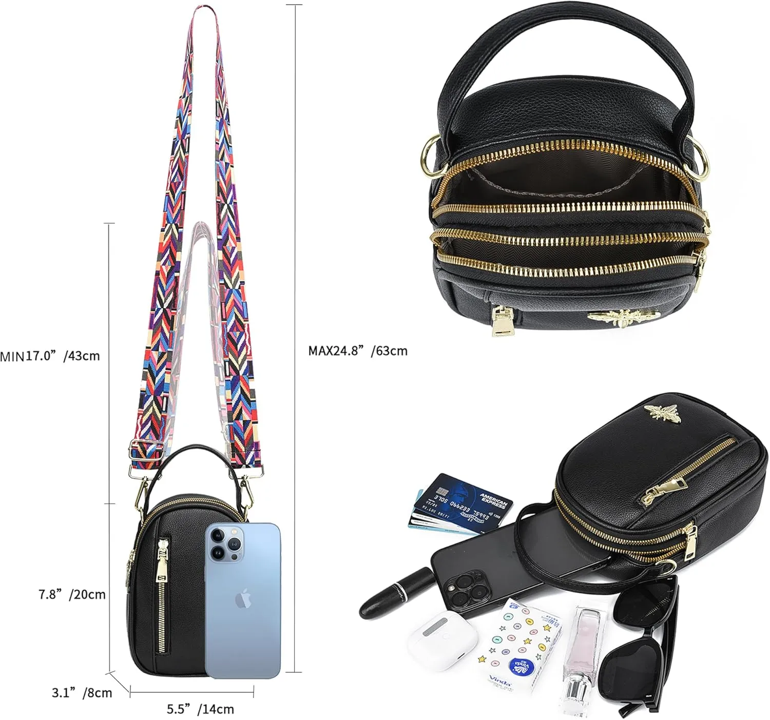 LoZoDo Small Crossbody Bags for Women Trendy Leather Purses and Handbags Designer Cell Phone Bag Wallet Purse with Wide Strap