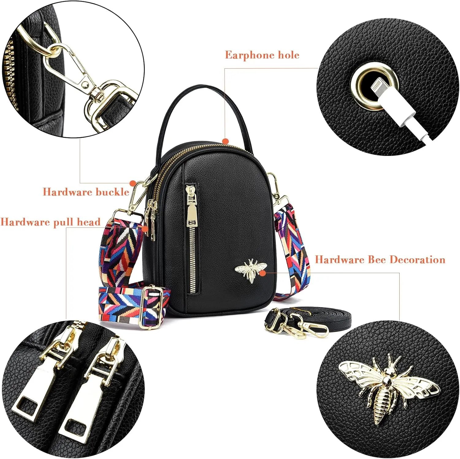 LoZoDo Small Crossbody Bags for Women Trendy Leather Purses and Handbags Designer Cell Phone Bag Wallet Purse with Wide Strap