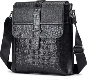 LUKZIJAES Genuine Leather Shoulder Bag Men Messenger Handbag Lightweight Sling Crossbody Bag