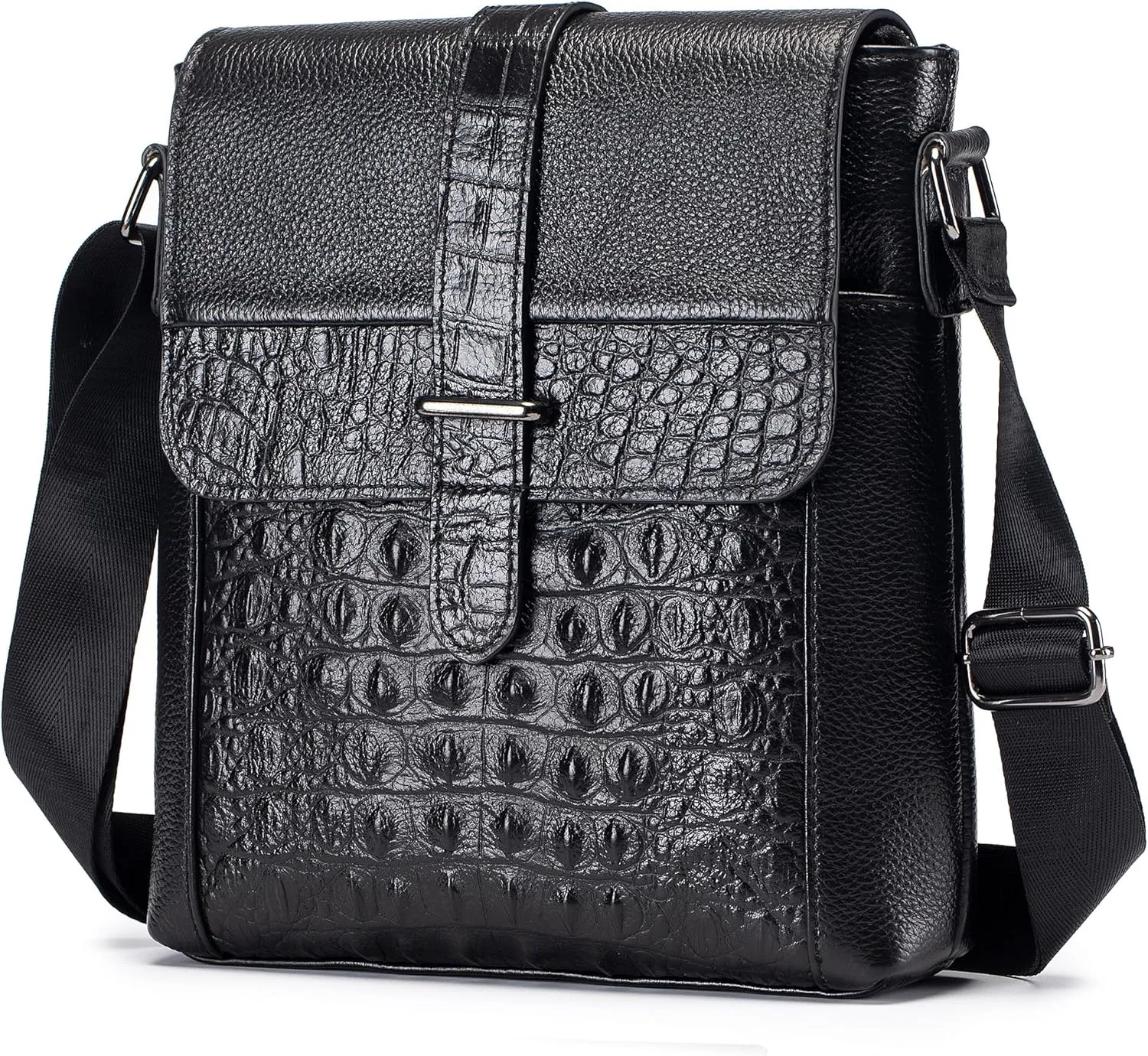 LUKZIJAES Genuine Leather Shoulder Bag Men Messenger Handbag Lightweight Sling Crossbody Bag