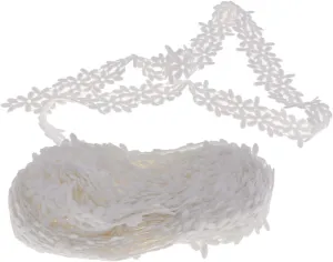 Lurrose White Lace Fabric Flower Design Made of Milk Fiber for Wedding Dress and Decor Lace for Bridal W1610-49-110