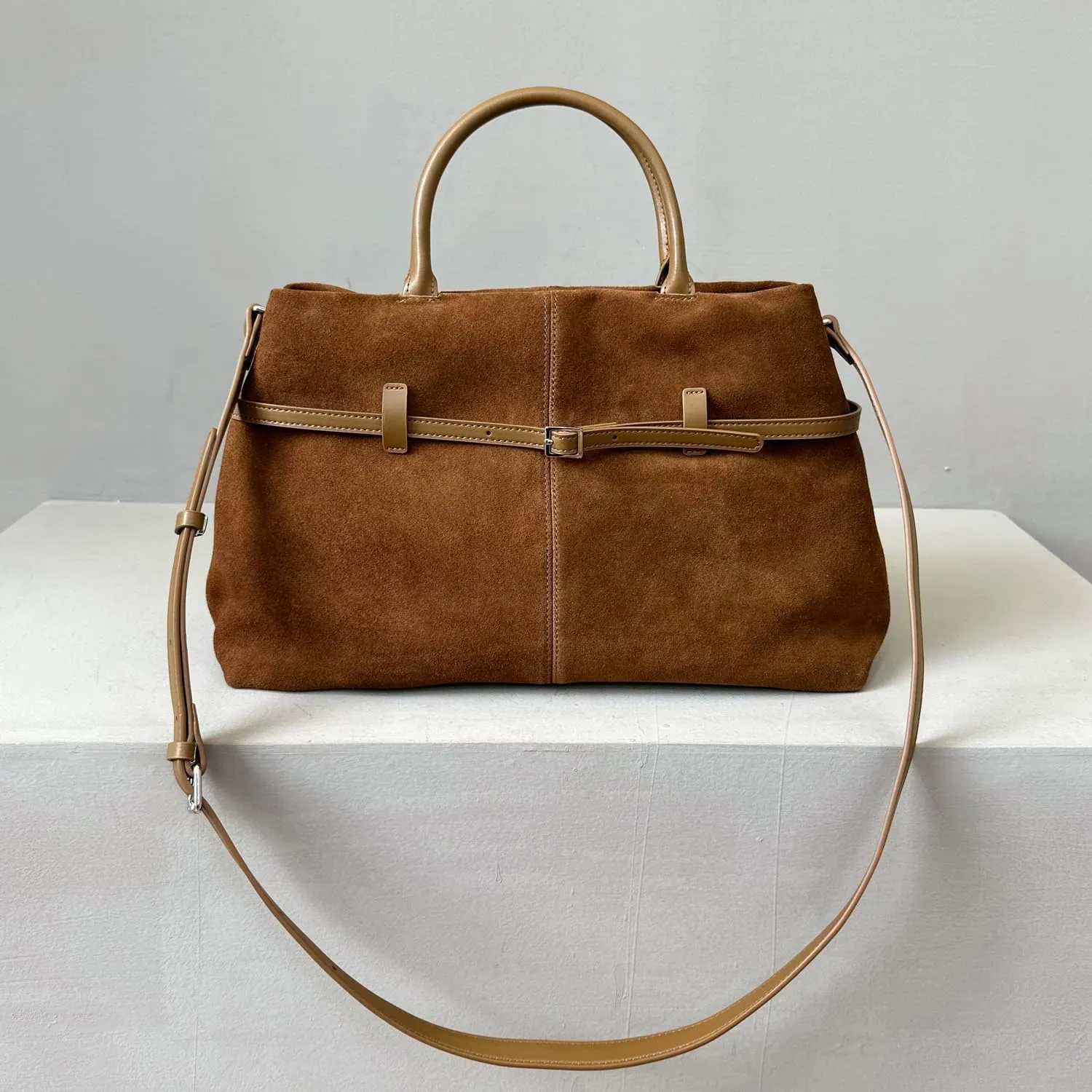 LuxeSuede – Premium Suede and Leather Handbag with Adjustable Strap