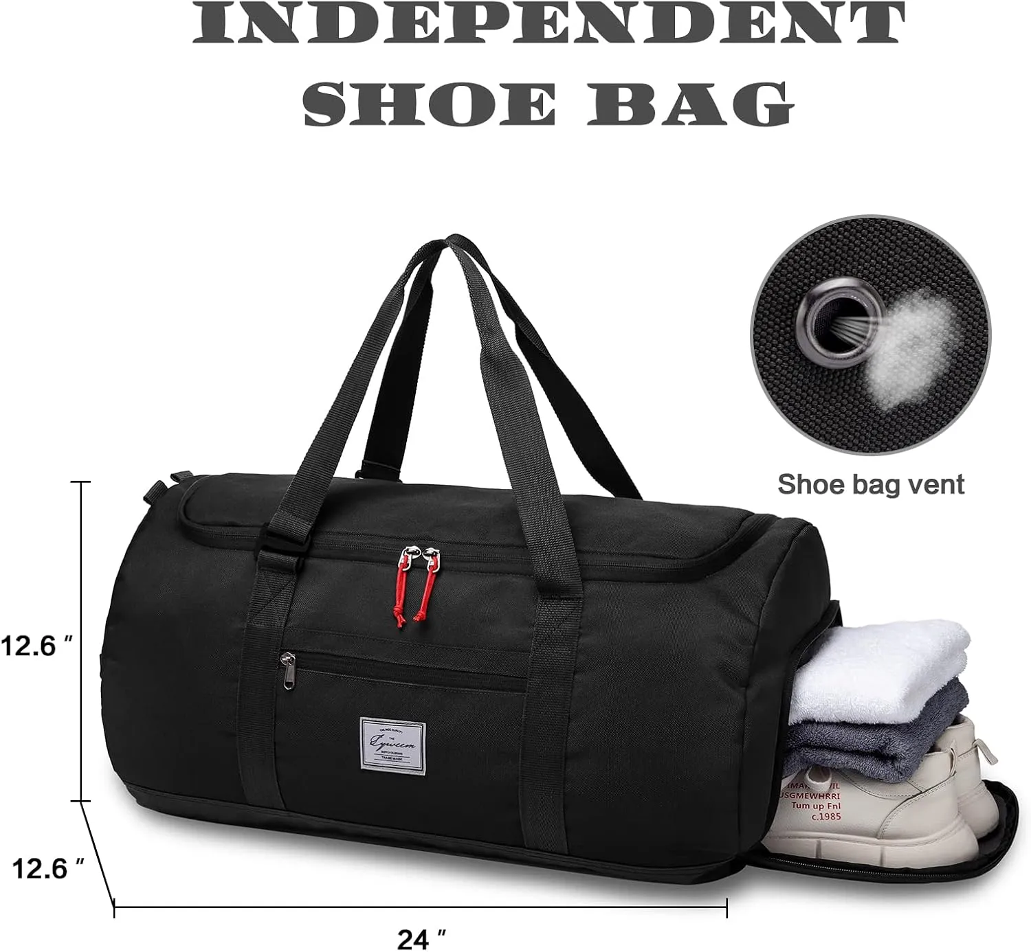 Lyweem 60L Duffle Bag for Men Travel Duffel Bag Large Size for Women Weekender Overnight with Shoes Compartment Multifunctional Gym Bags, Black
