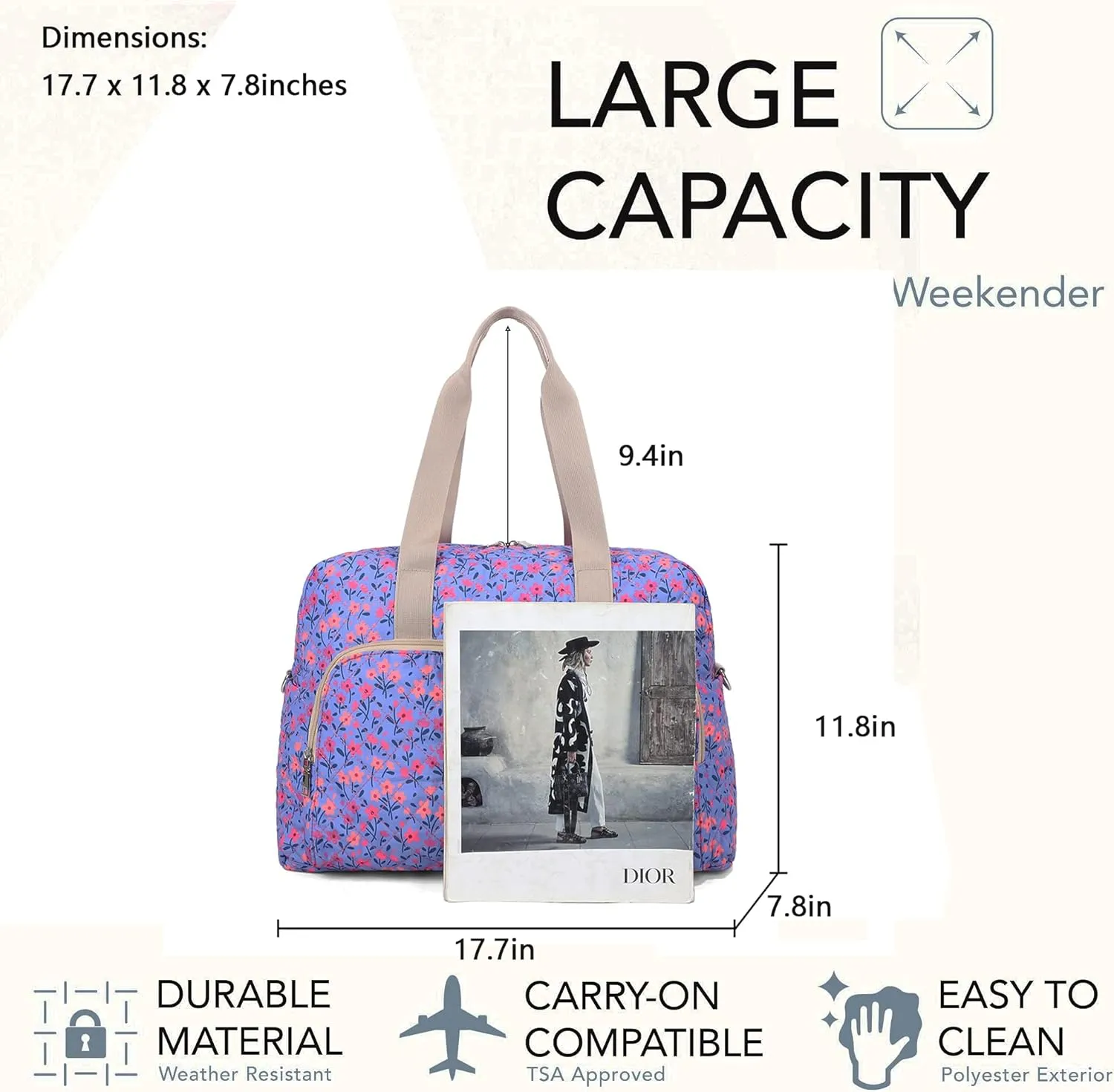 Malirona Foldable Gym Travel Duffel Bag Tote for Spirit Airlines Carry on Bag Carry-on Bag for Travel, Gym, Work, Weekender Overnight for Women and Girls (Purple)