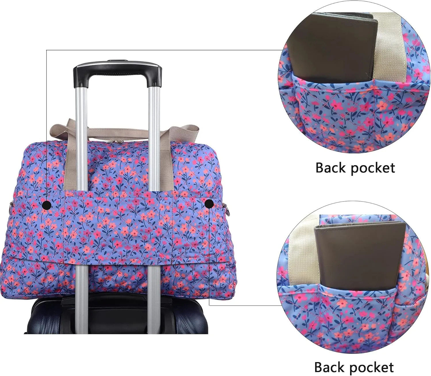 Malirona Foldable Gym Travel Duffel Bag Tote for Spirit Airlines Carry on Bag Carry-on Bag for Travel, Gym, Work, Weekender Overnight for Women and Girls (Purple)