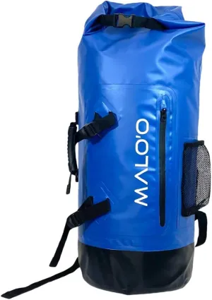Malo'o 45L Waterproof Heavy Duty Backpack Dry Bags for Kayaking, Camping, Fishing, Hiking Daypack - Beach Accessories, Boat accessories, and Travel Gear - Fishing Rod Case Straps (Dark Blue)