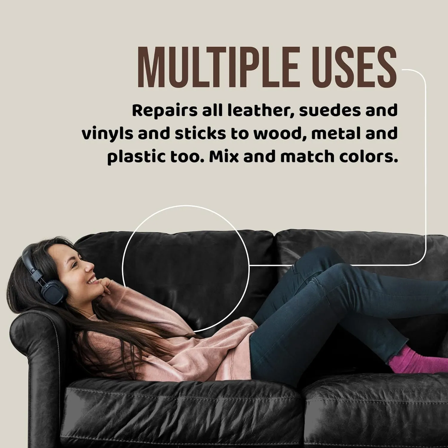 MastaPlasta Original Self-Adhesive Leather Repair Patch - Mid-Brown 11" x 8" (28 x 20 cm), Instant Upholstery-Quality Scratch & Tear Repair for Sofas, Car Interiors, Bags, Vinyl & More